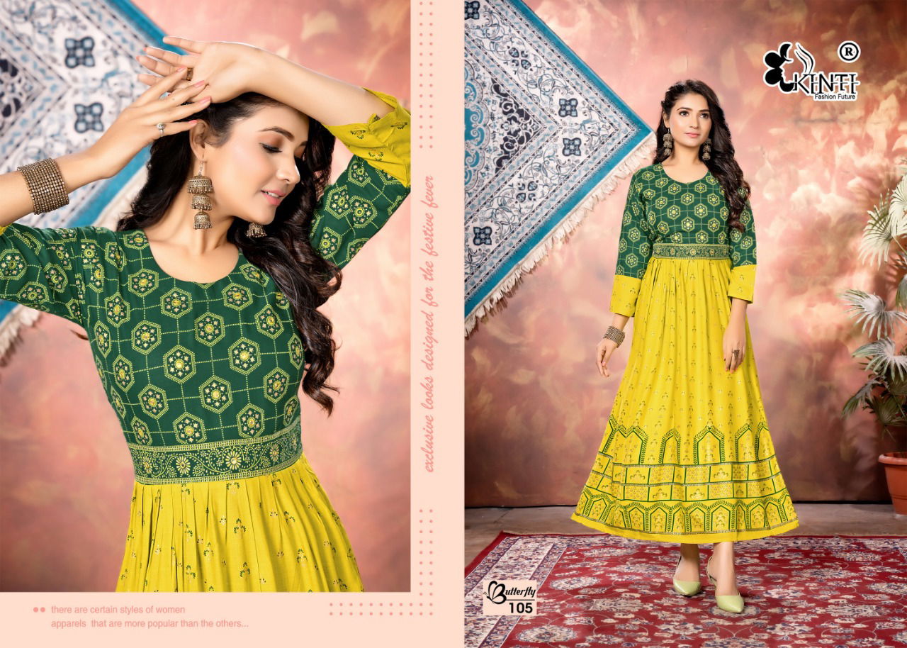 Kinti Butterfly Ethnic Wear Wholesale Long Kurti Collection 